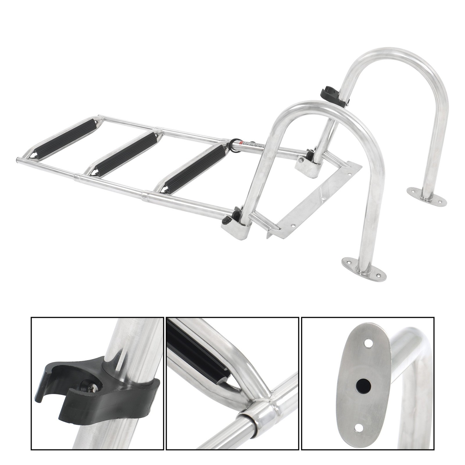 2 3 4 5 Step Stainless Steel Telescoping Foldable Boat Ladder with Hand Railing