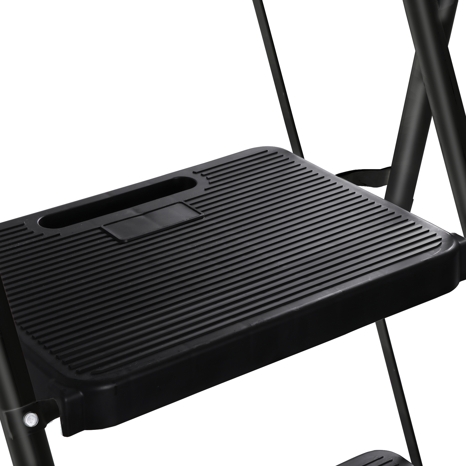 3-Step Ladder Folding Step Stool 330lbs Max Load Capacity Steel Non-Slip Black