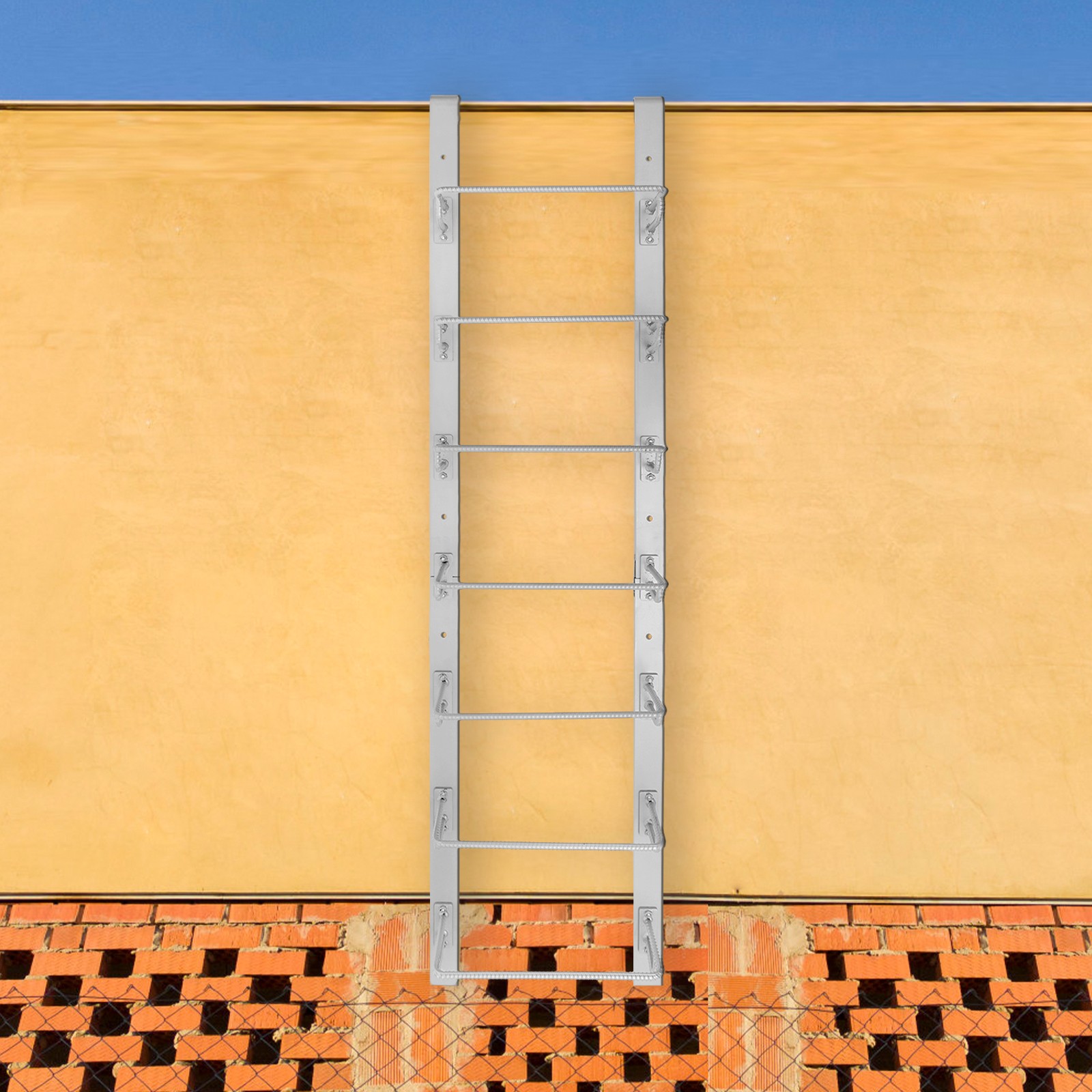 7-Steps Window Well Ladder Heavy-Duty Window Well Ladder Egress Ladder 300kg