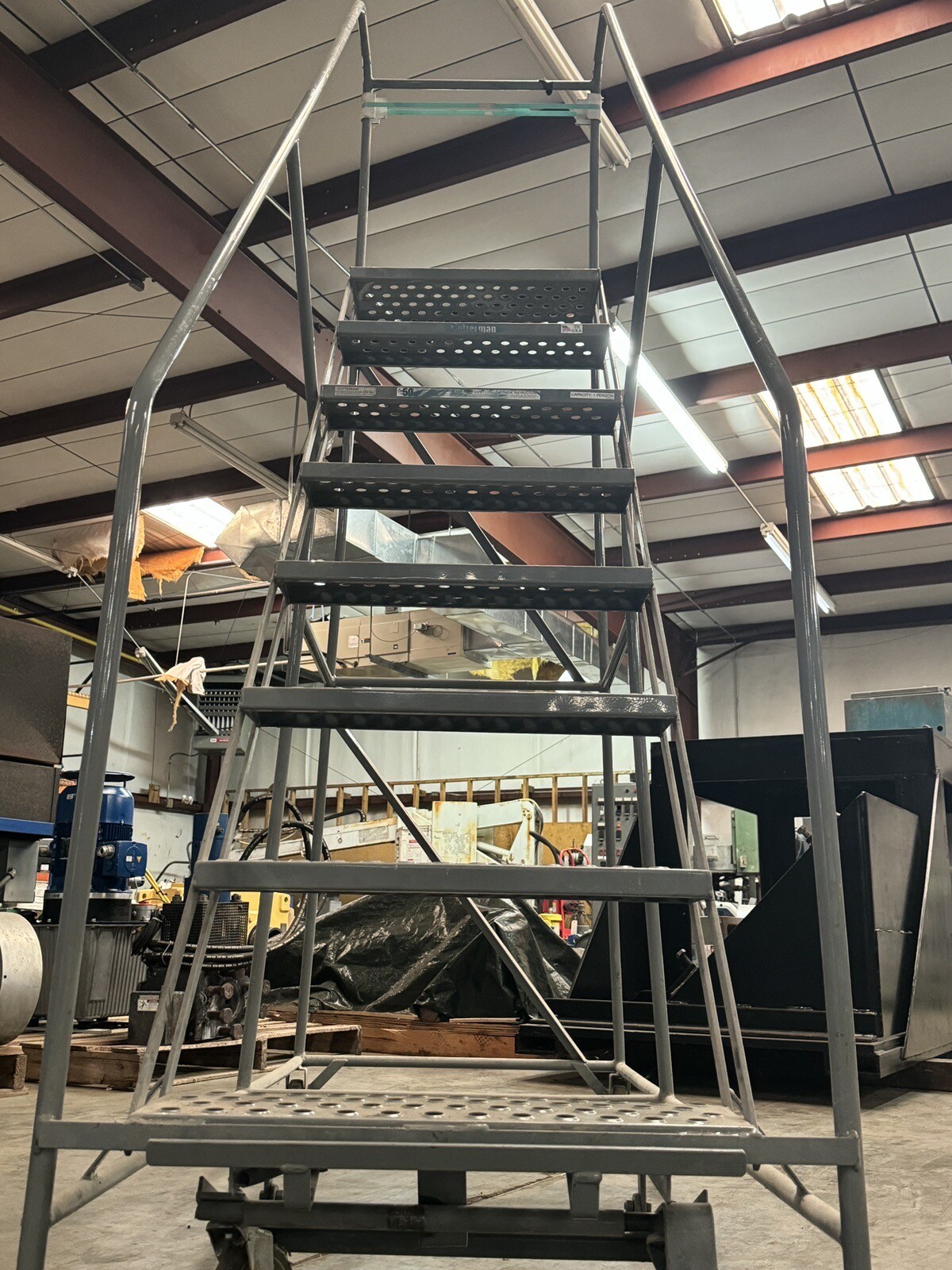 Cotterman 80 in H Steel Rolling Ladder, 8 Steps, 450 lb Load Cap With Foot Brake