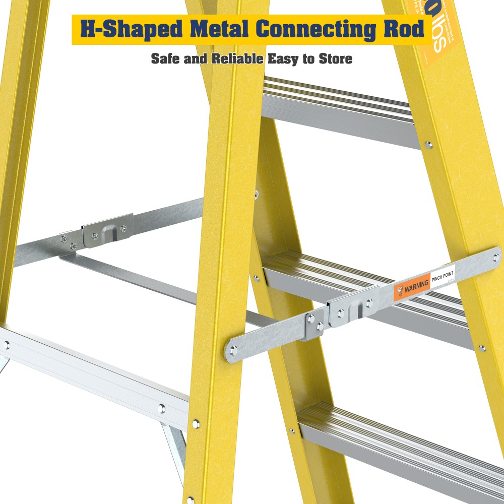 6Step Fiberglass Reinforced Single Side Ladder,Lightweight Non-Conductive,300LBS