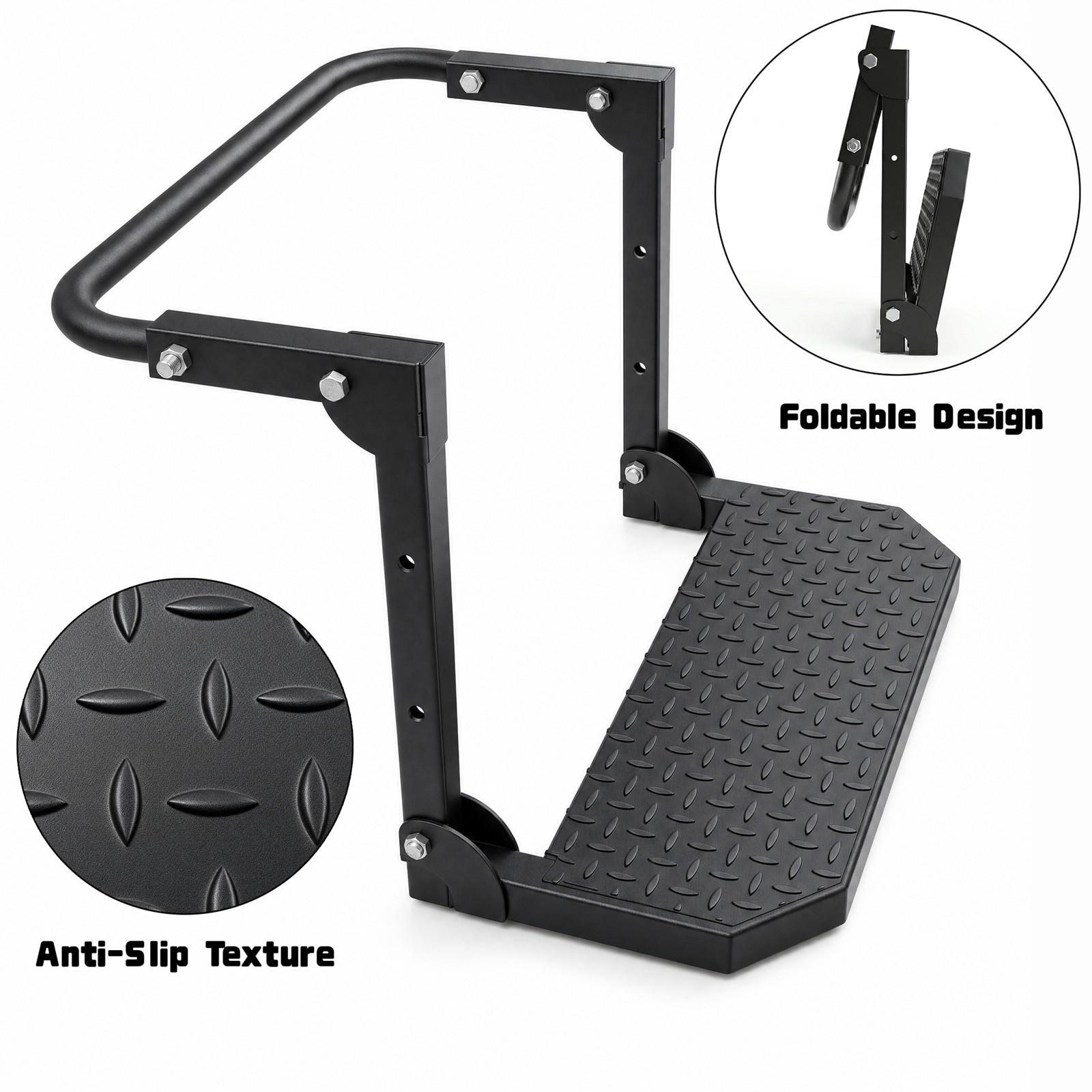 Folding Tire Mounted Step Side Step for Truck SUV&RV Fit Most 10.2-14.4in Tires