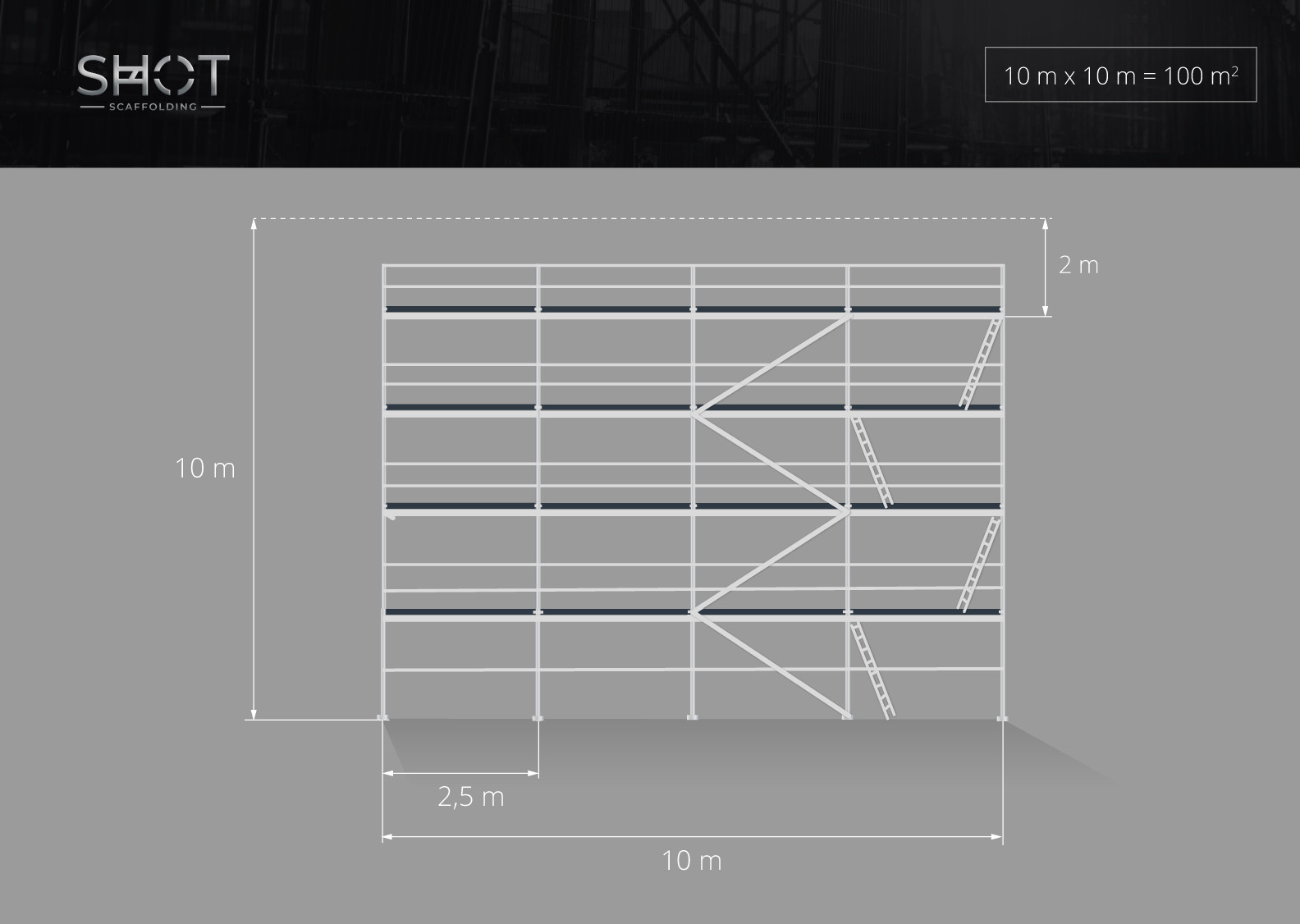 CHEAP 104 m2 scaffolding access 2.5 m scaff 74 steel scaffolding