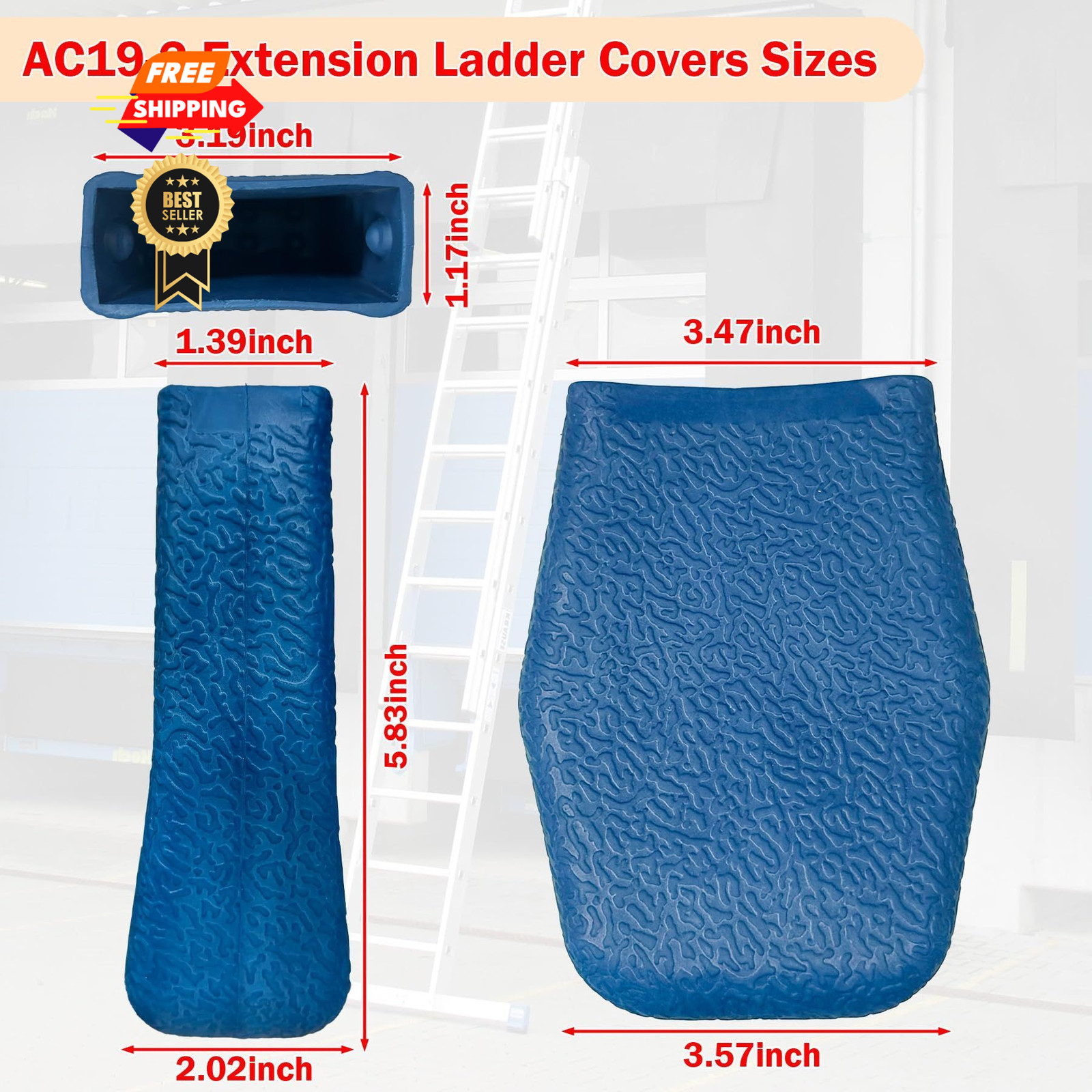 AC19-2 Extension Ladder Covers Rubber End Caps Mitts Bumpers Pads Boots 4 Pack