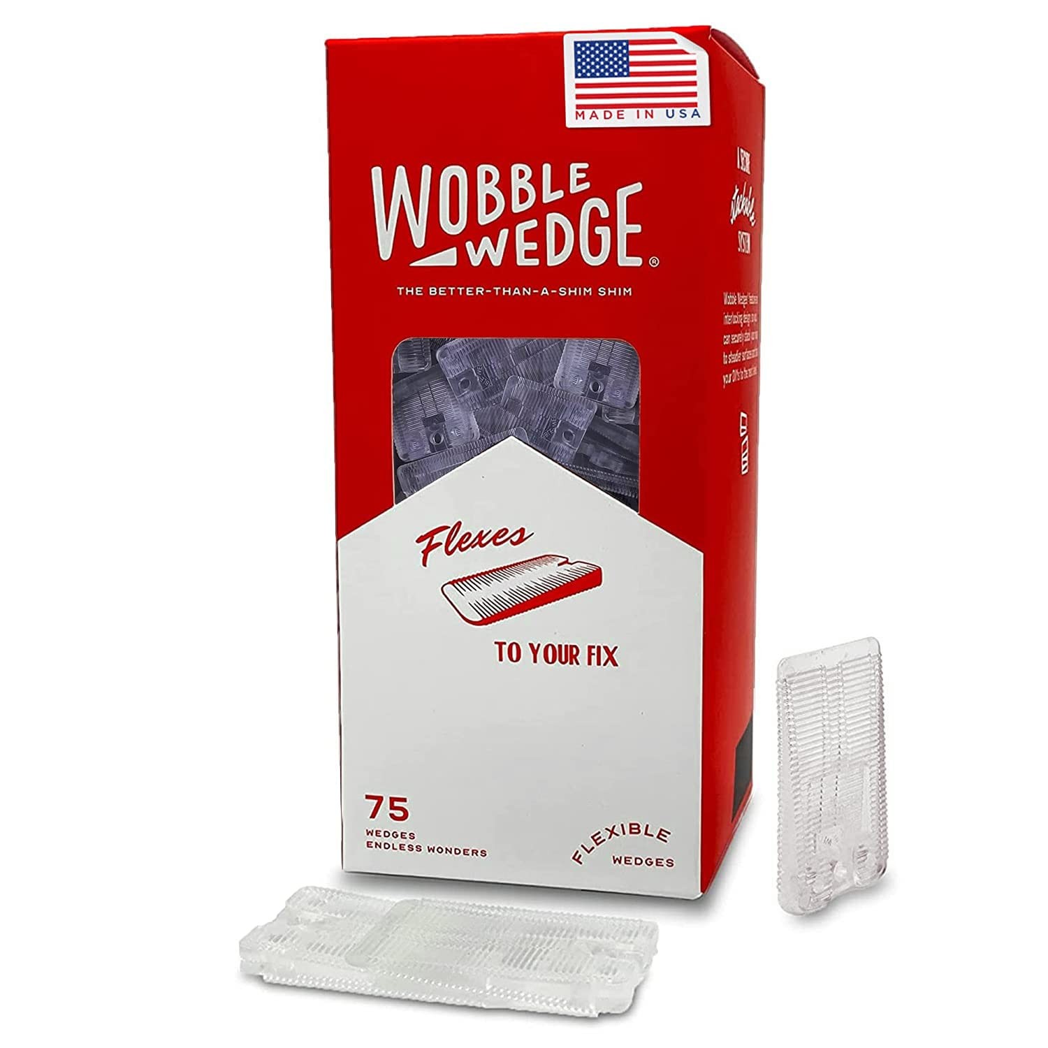 WOBBLE WEDGES Flexible Plastic Shims – Leveling for Home 75, Clear
