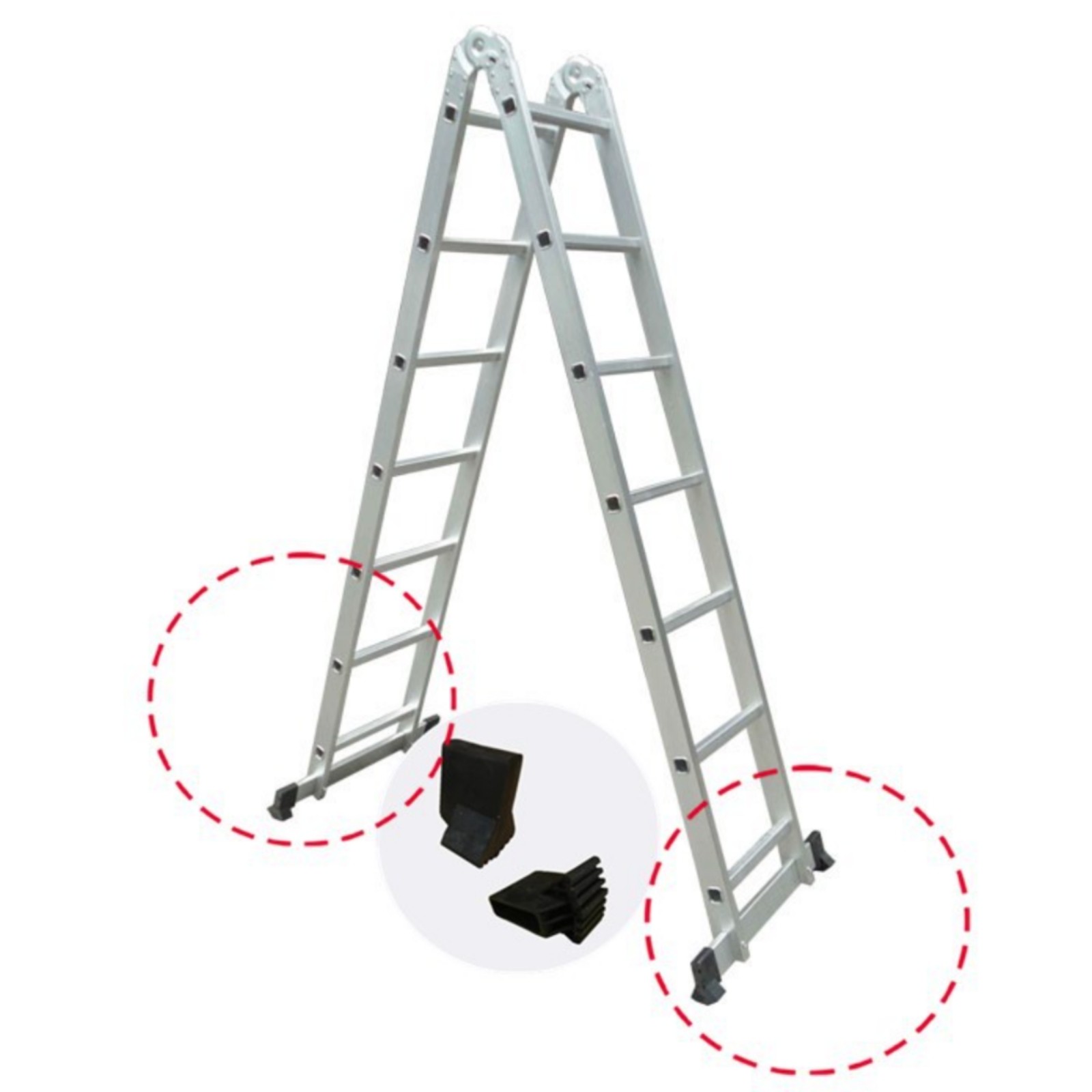 Ladder Foot Cap Ribbed Square Tube Foot Cap Treaded