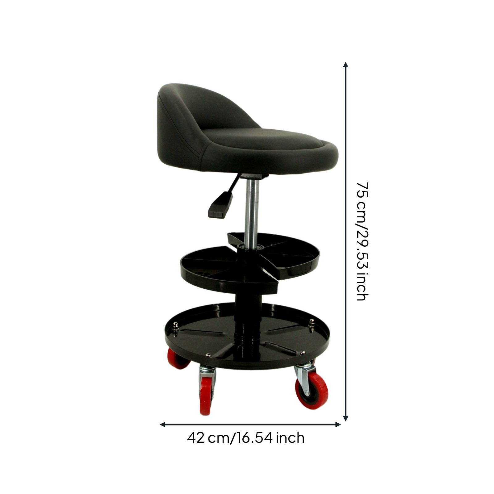 Garage Stool with Backrest Sturdy Creeper Seat with Tool Tray Easy to Clean