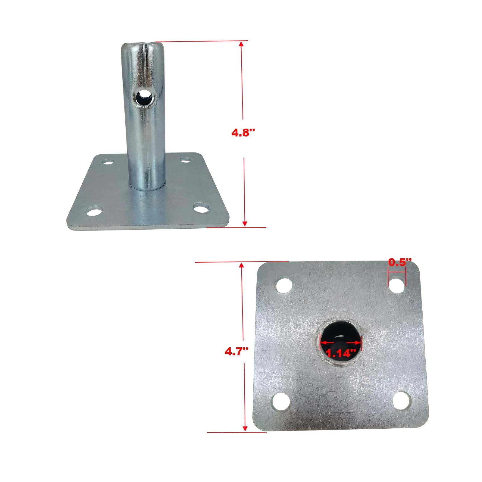 4 PCS Galvanized Scaffold Base Plates with Pins for Baker Scaffolding – 1.375″ S