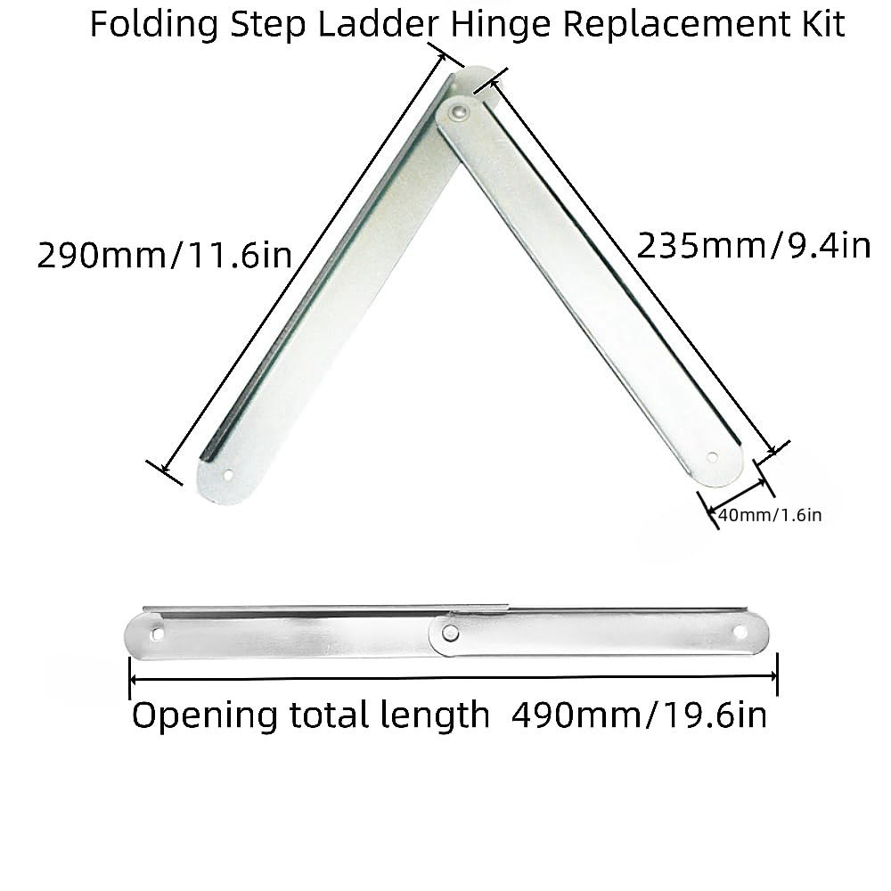 Folding Step Ladder Hinge Replacement Kit Aluminum Herringbone Silver