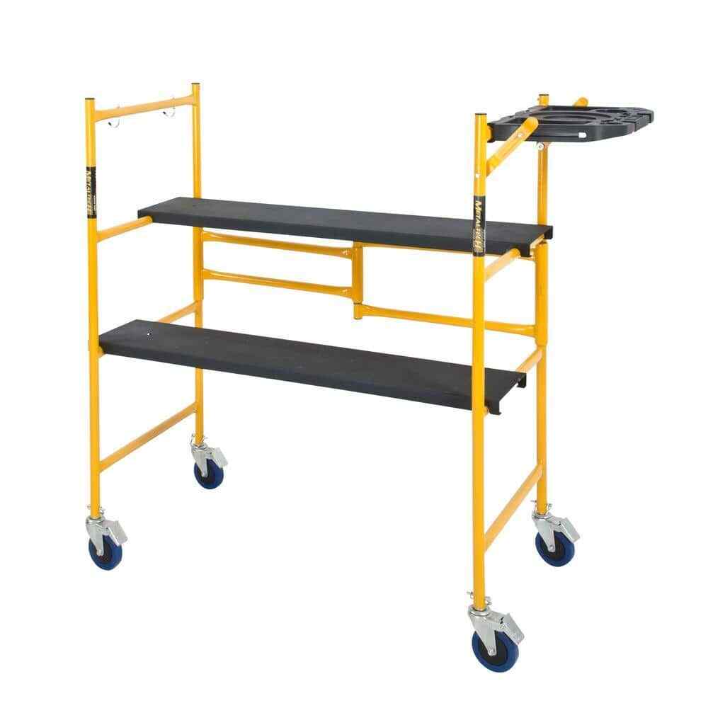Rolling Scaffold Tool Shelf Foldable 4 ft. x 4 ft. x 2 ft. 500 lb. Load Capacity