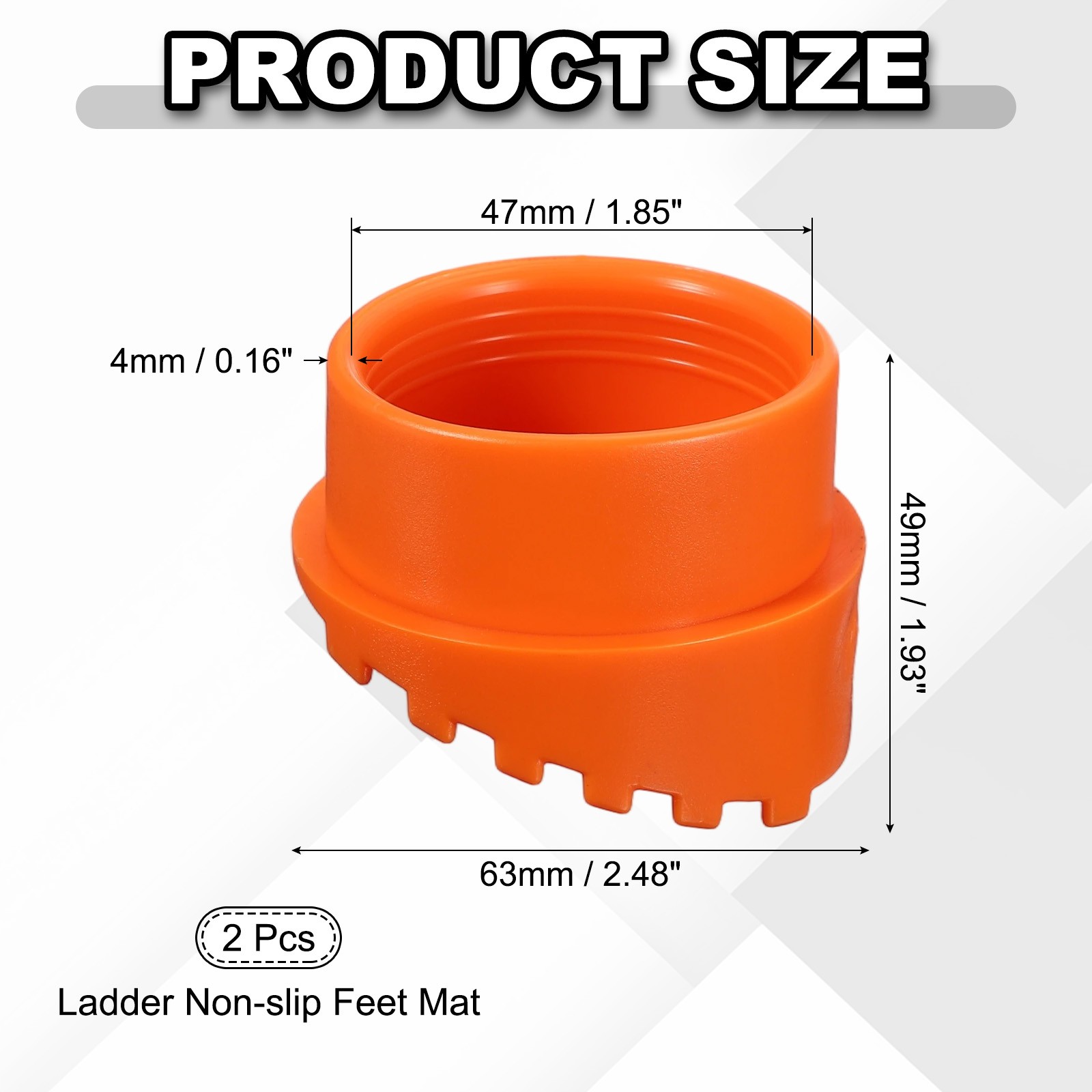 Ladder Non Slip Feet Mat (47mm ID) (2Pcs), Rubber Round Step Ladder Foot, Orange