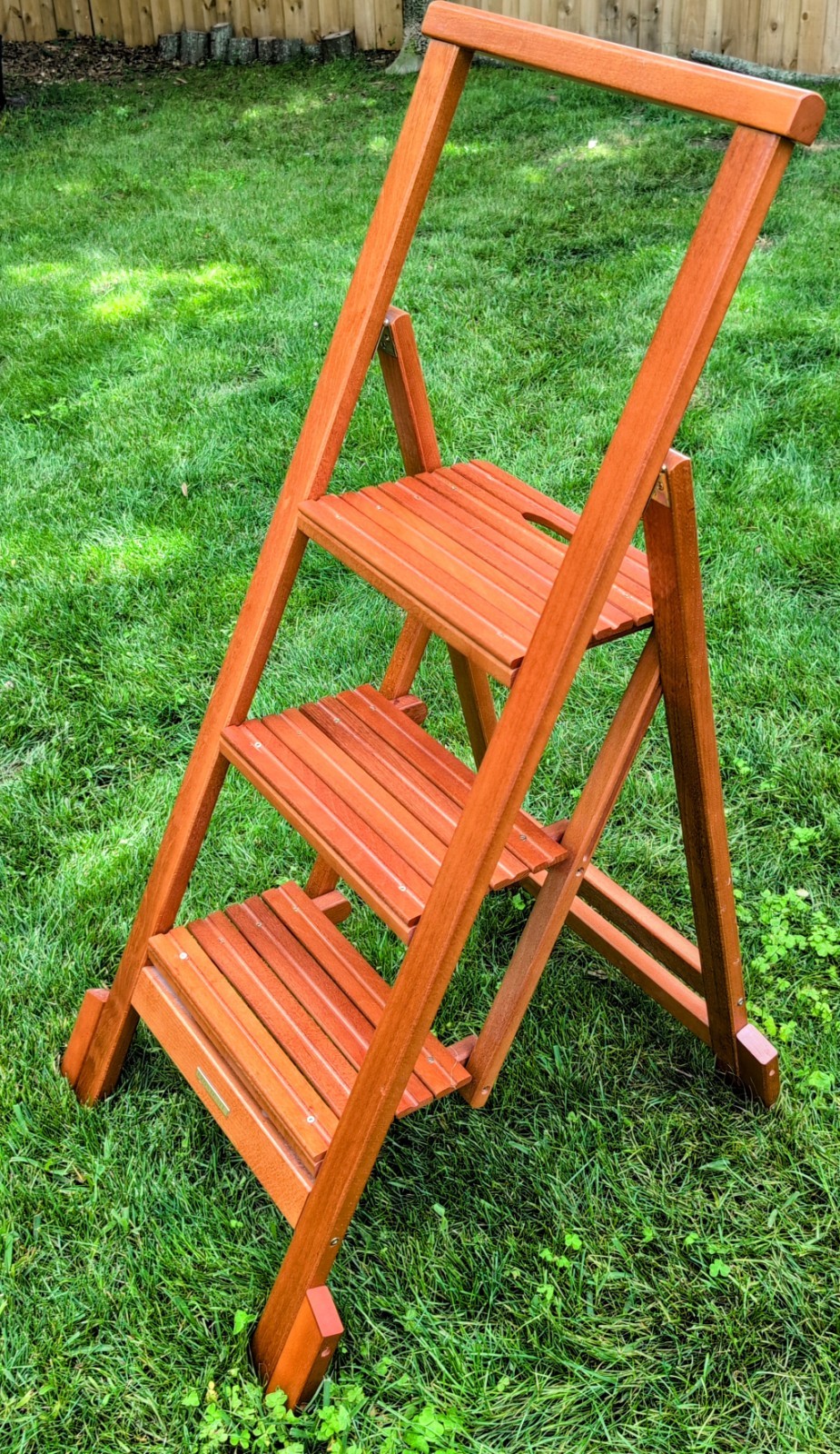 Frontgate Wood 3 Step Folding Closet Step Ladder Rare