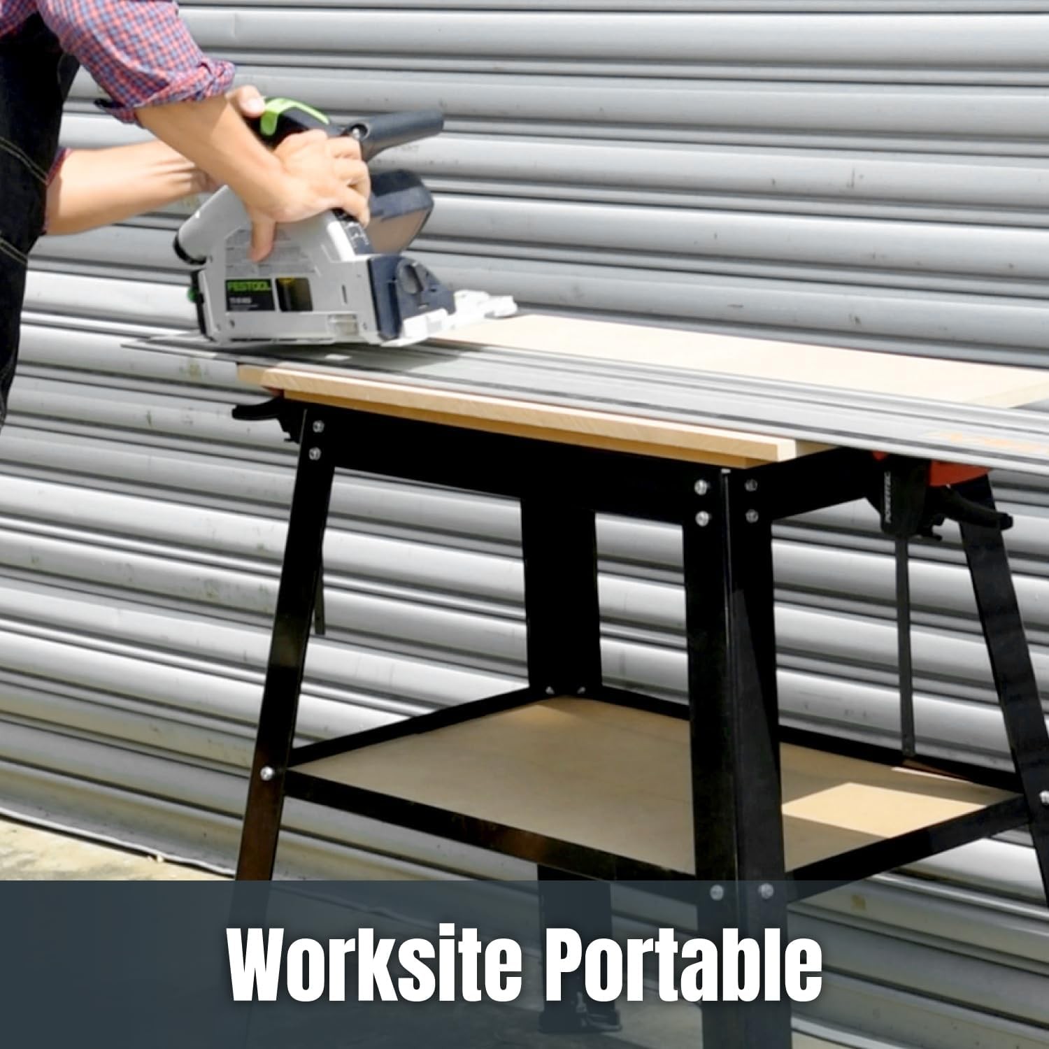POWERTEC Tool Stand, MDF Split Top Expands to 20″x25″, 32″ Work Multi-color