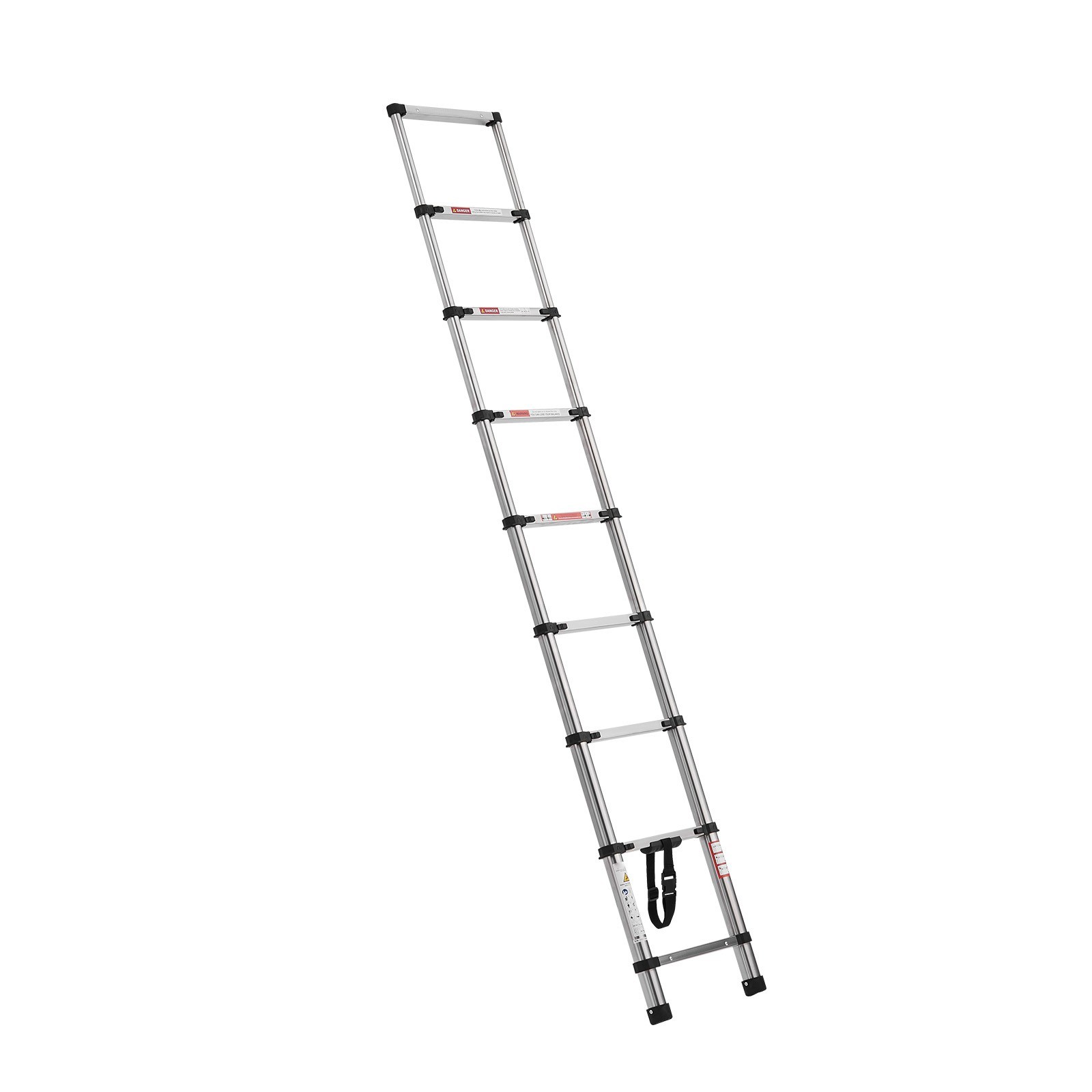 KFFKFF 8.5ft Telescoping Ladder Stainless Steel 330LBS 9-Step Portable Home RV