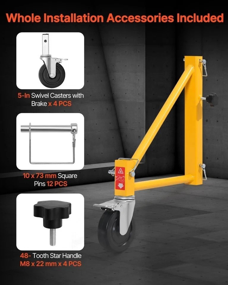 Set of Scaffolding Outriggers with Casters for Baker-Style Scaffolding