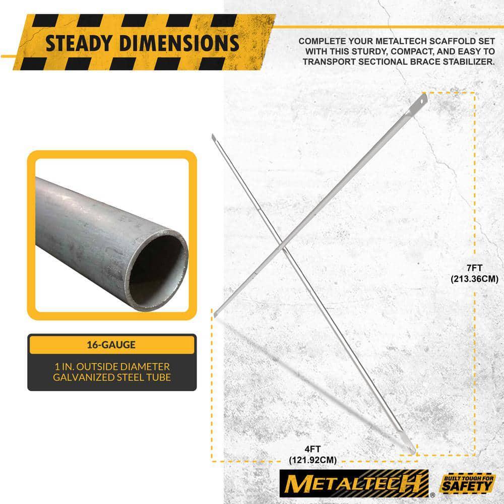 Metaltech 7ft x 4ft Galvanized Steel Scaffolding Cross Brace OSHA Certified
