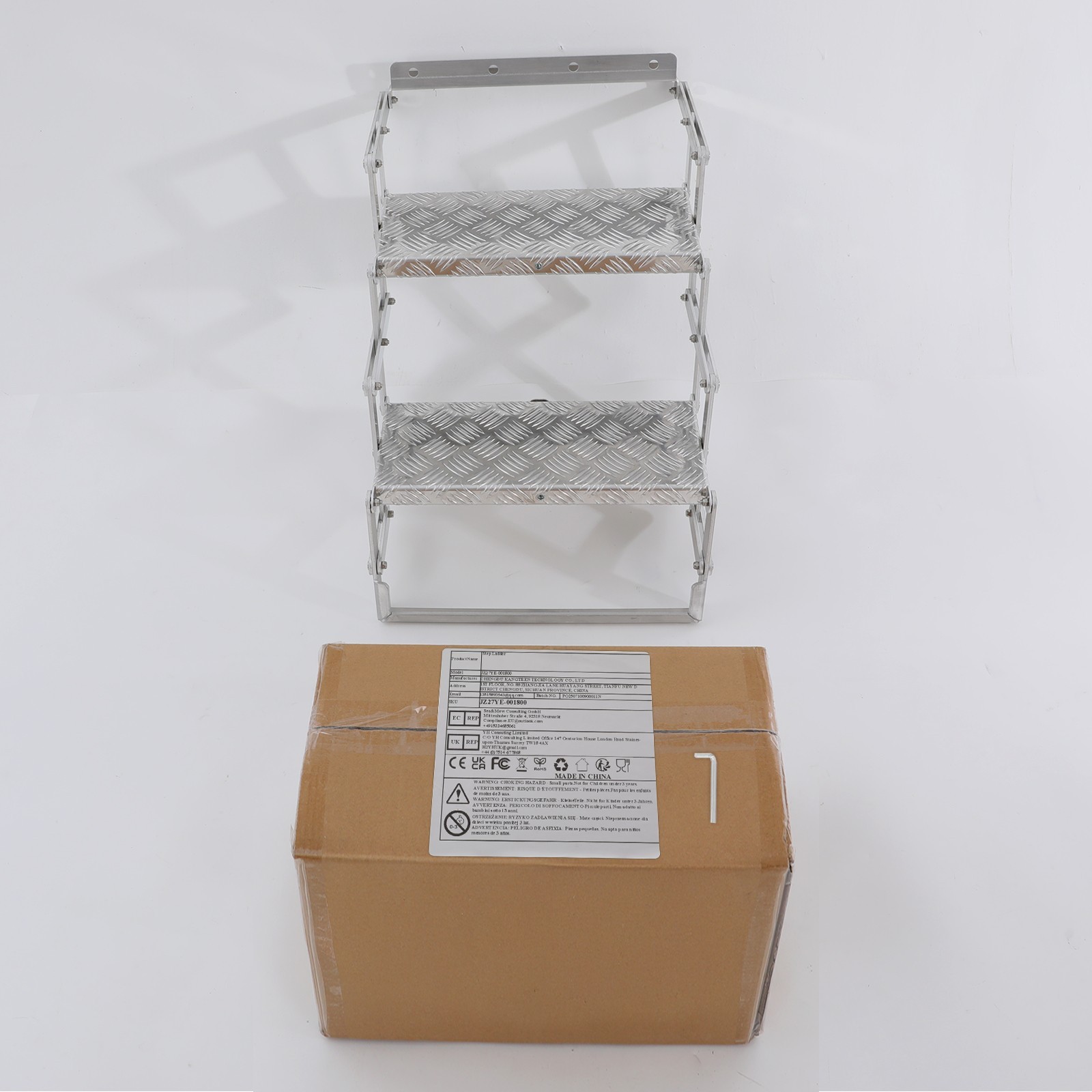 Aluminum Foldable Alloy Scissor Stairs, 2 Steps Ladder for Heavy Duty RV/Camper