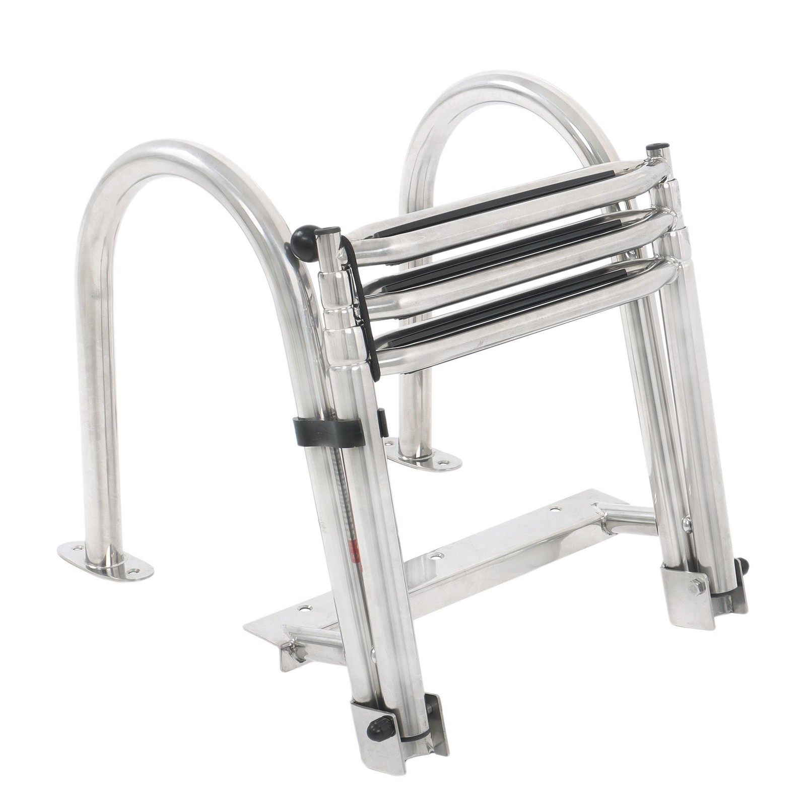 Marine 3 Step Stainless Steel Telescoping Boarding Ladder Folding Heavy Duty