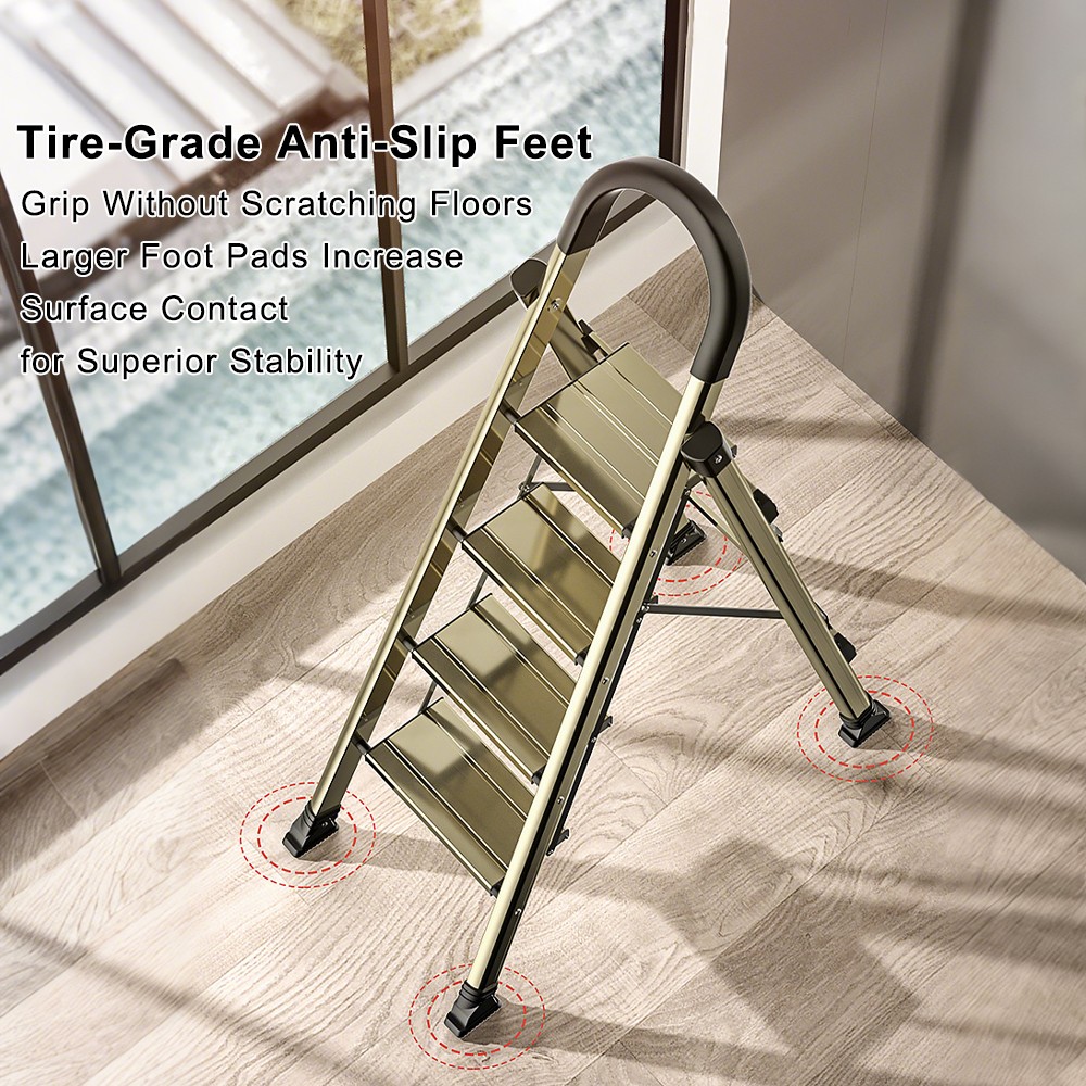 4 Step Ladder Portable Folding Step Stool with Anti-Slip Sturdy and Wide Pedal