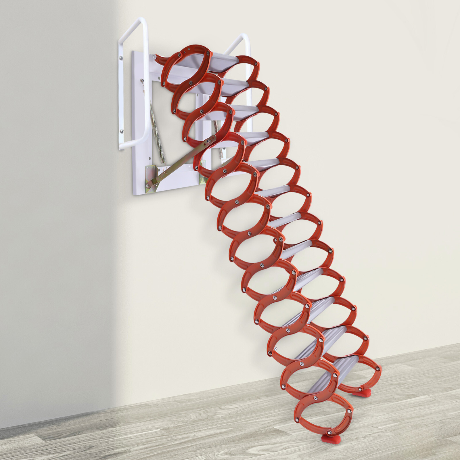 Attic Extension Ladder 10.17FT Narrow Wall Mounted Folding Loft Stairs 12-Step