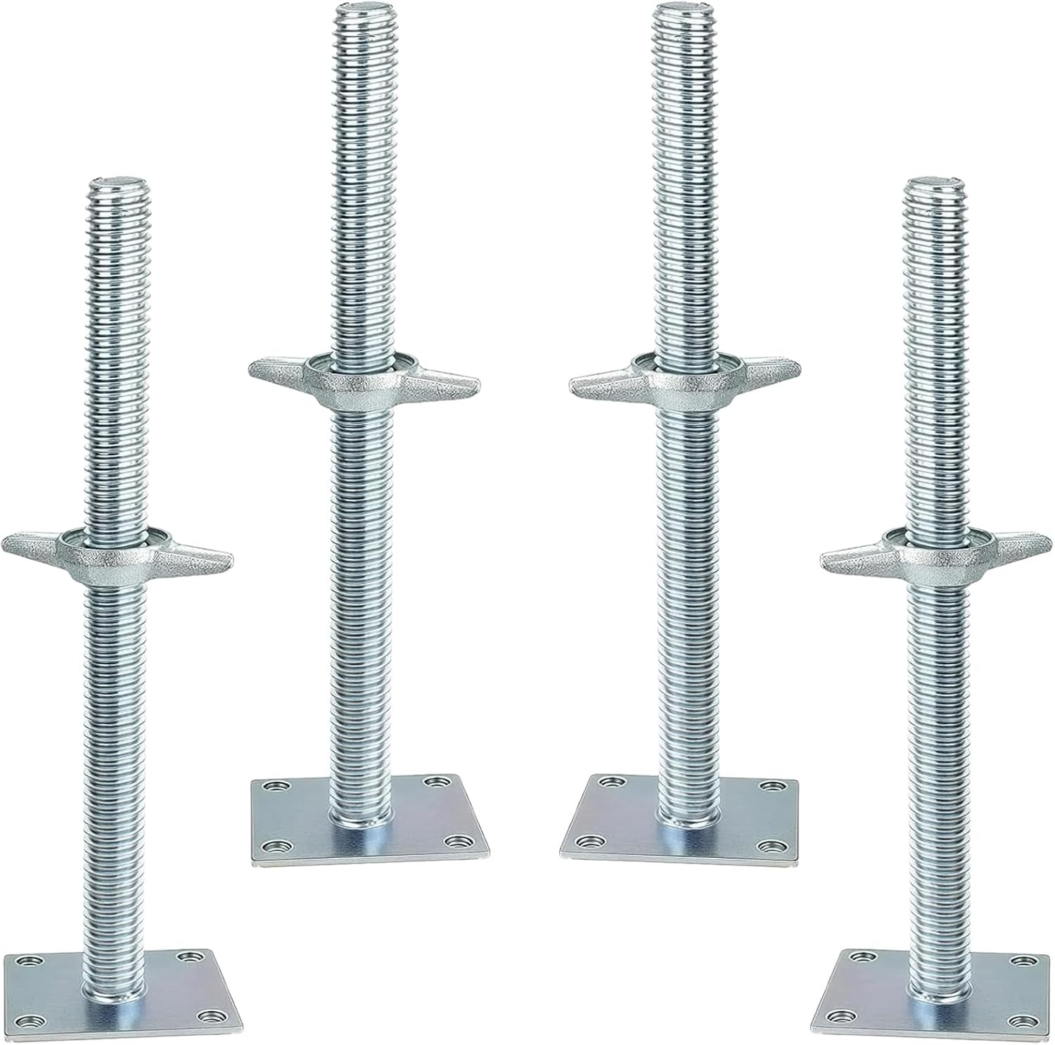 4 Pack 24″ Adjustable Screw Scaffolding Jacks with Base Plate for Stability