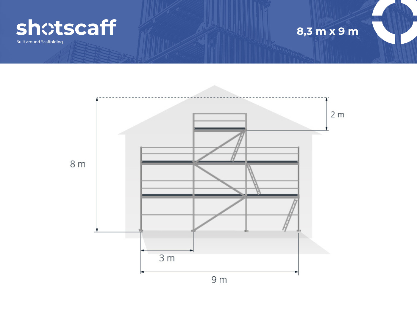 Aluminium scaffolding new 8x9m gable scaff 74 gable wall delivery free delivery