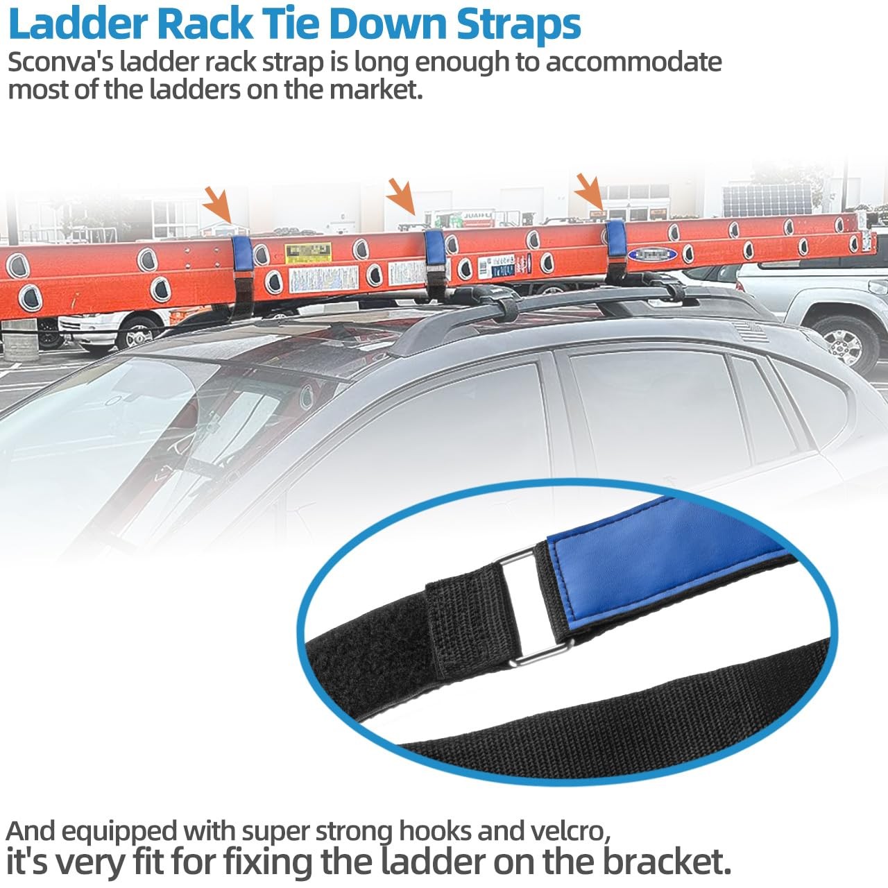 Ladder Rack Tie Down Straps, Adjustable Multipurpose 33″ L x 2″ W, Black