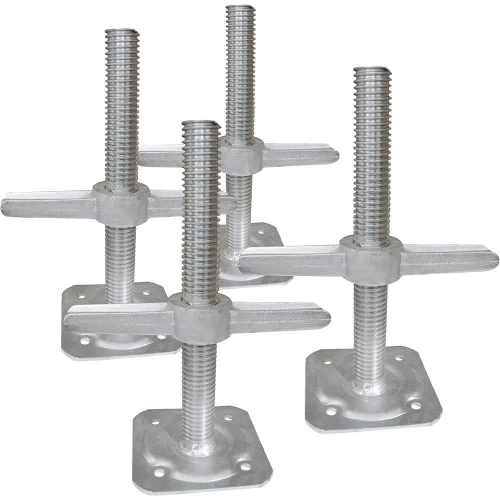 Scaffolding 12 in. Leveling Jacks Steel Heavy-Duty Base Plate Adjustable 4 Pack