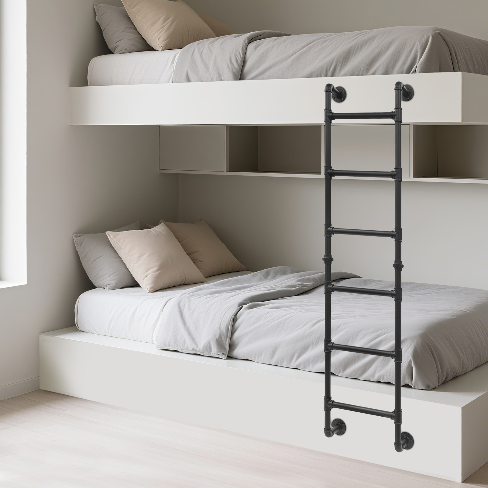 6-Step Ladder Bunk Bed Ladder Wall-mount Ladder Loft Attic Step 150kg/330.69lbs