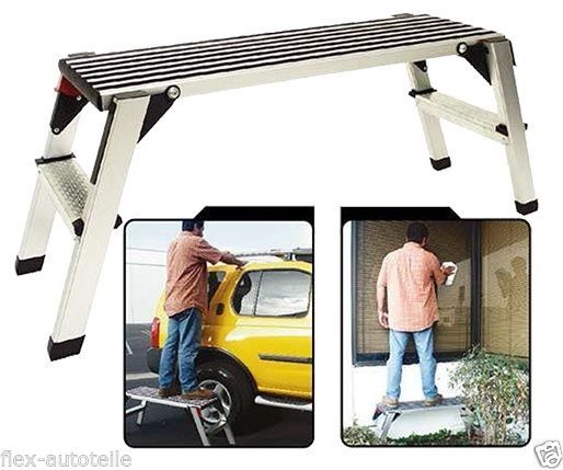 Aluminium Work Platform High Step Storage Work Platform Folding 2 Tier 102x38x40cm
