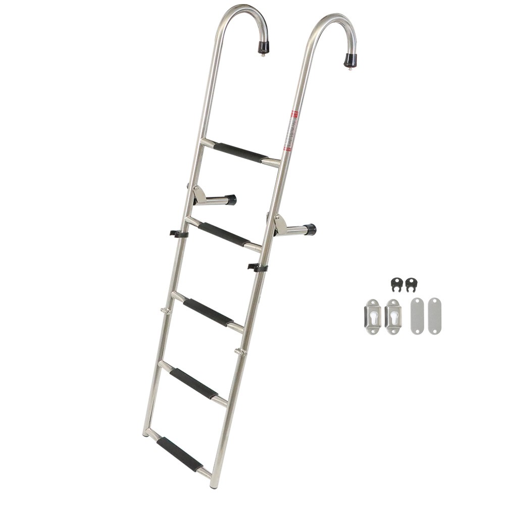 2/3/4/5 Step Boat Ladder Stainless Steel Telescoping Folding Dock Ladder