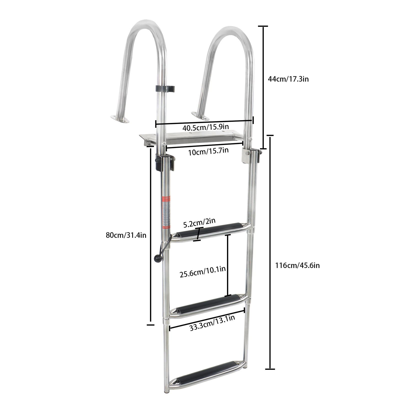 Marine 3 Step Stainless Steel Telescoping Boarding Ladder Folding Heavy Duty
