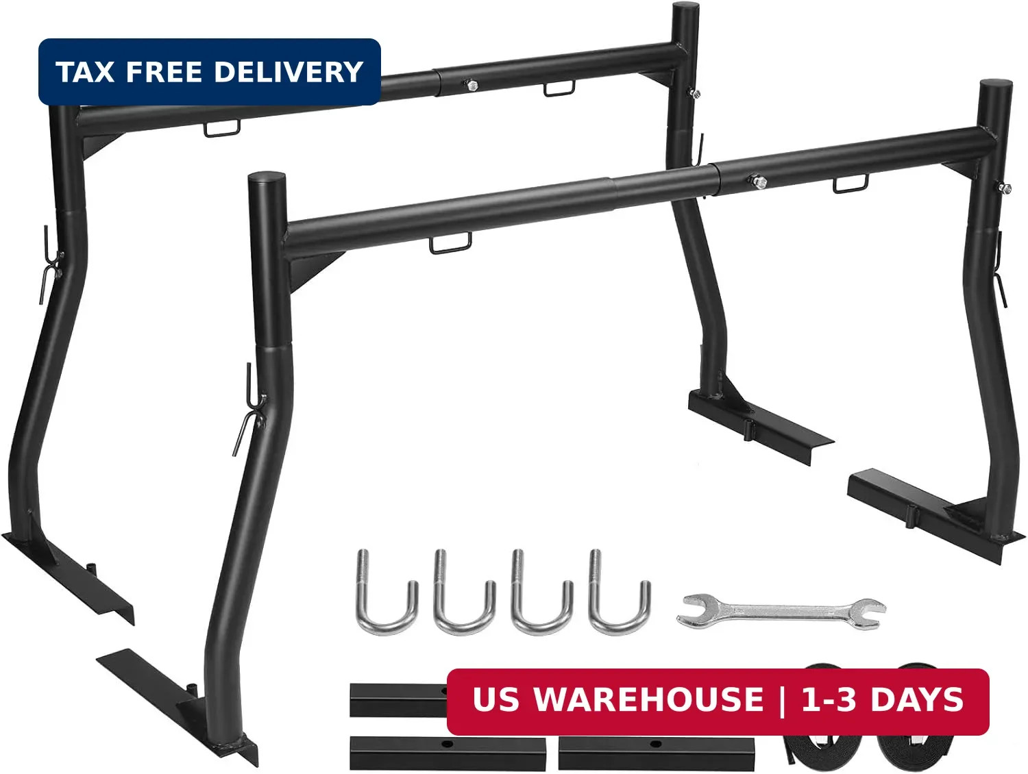 VEVOR Extendable Steel Truck Ladder Rack – 800 lbs Capacity, 46-71 inch, Non-Dri