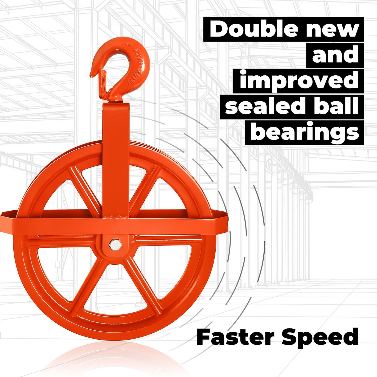 POPMOON 12-Inch Scaffold Hoist Pulley Iron Wheel Ladder Hooks 1000 Lbs