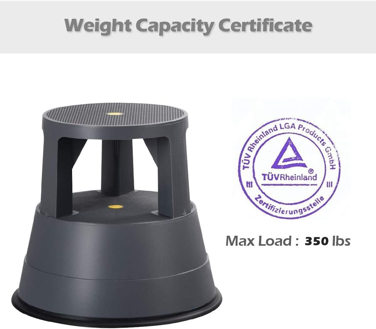 Step Stool Round 350LBS Non-Slip Locking Plastic Home/Office Rolling