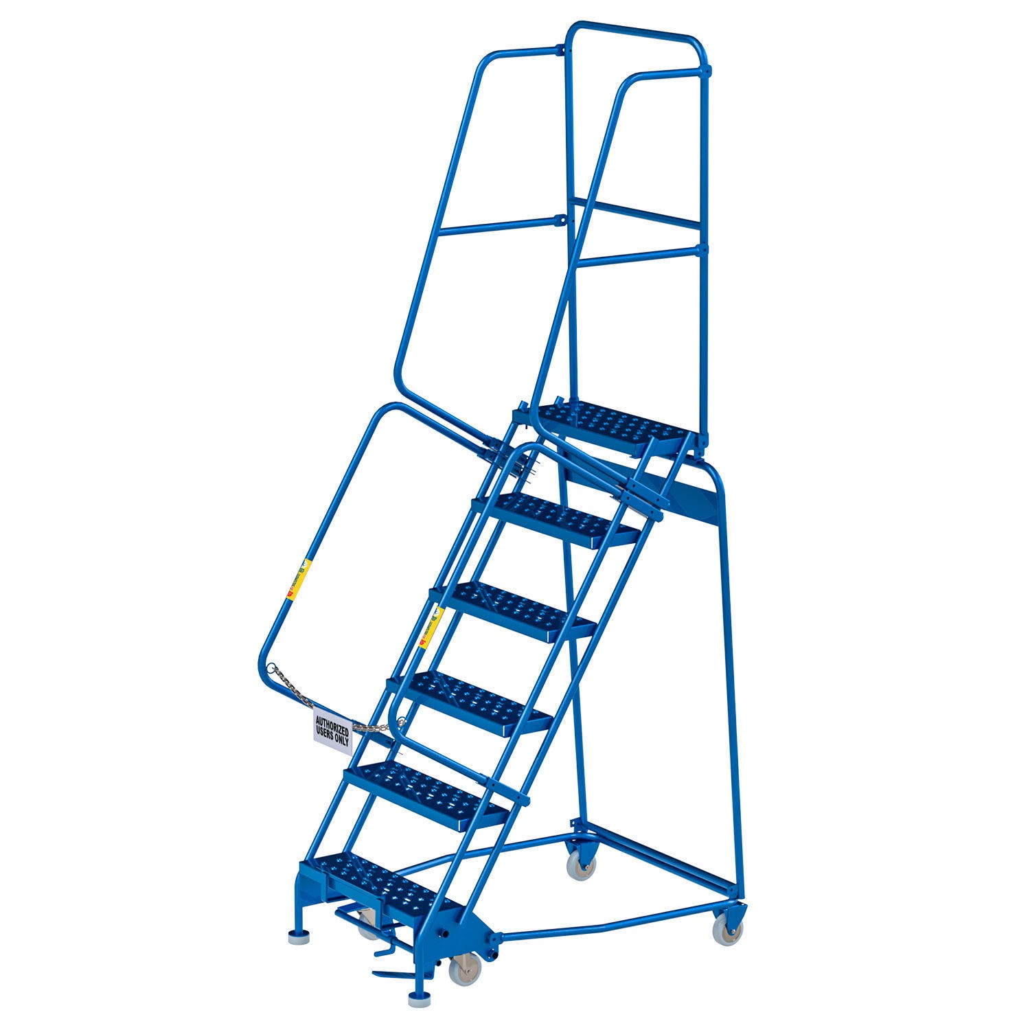 Global Industrial 6 Step Steel Rolling Ladder with 24″W Perforated Step Cal/OSHA