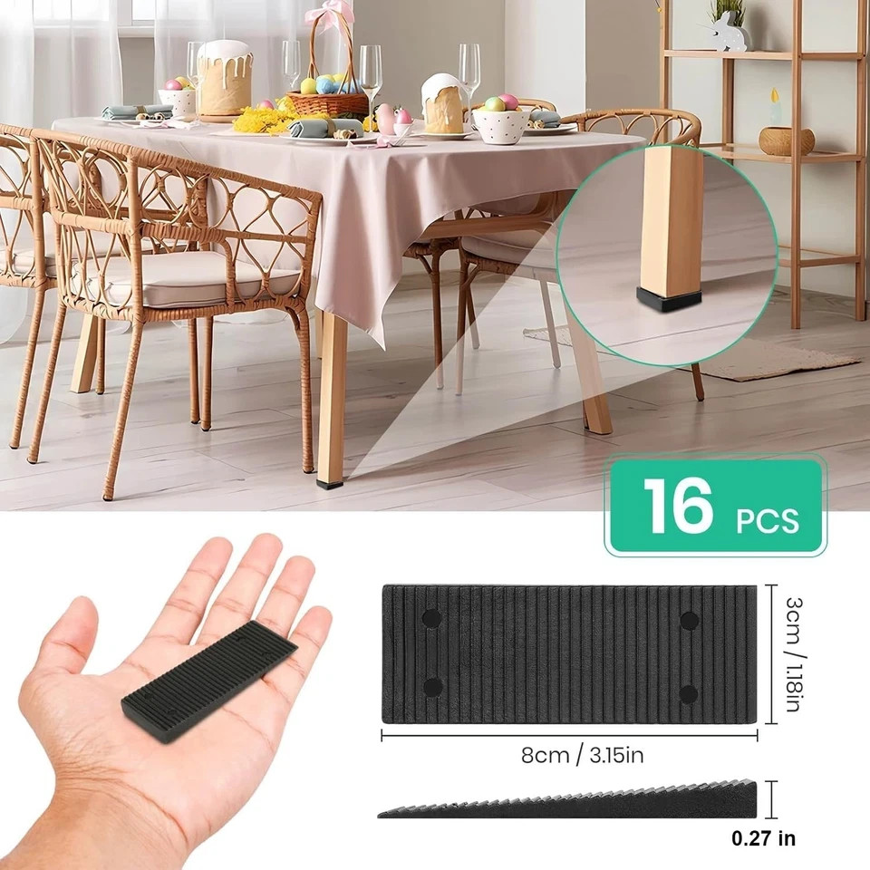 Plastic Leveling Wedges (16pcs, 3.15″) – DIY Furniture Shims & black