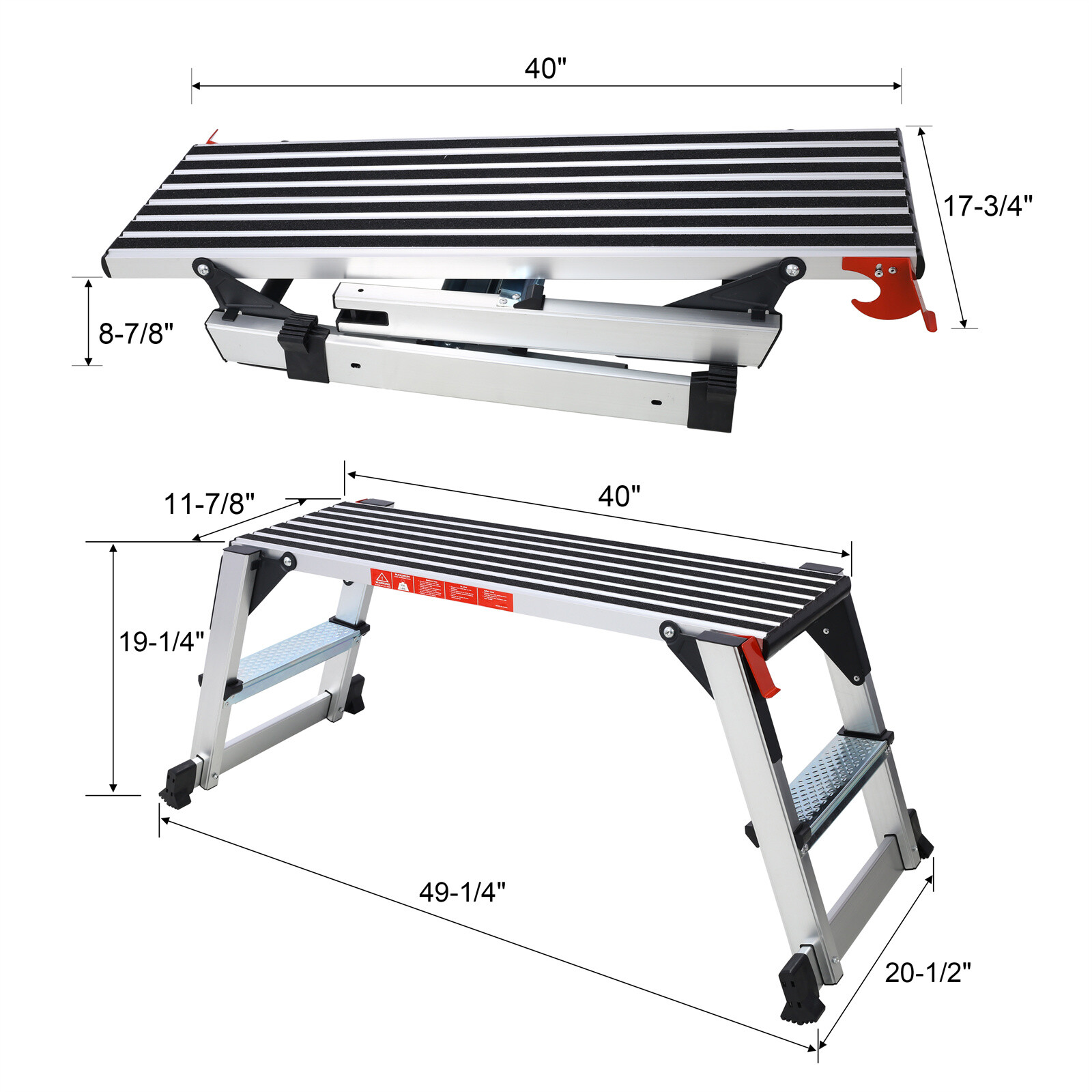 Aluminium Folding Ladder Stool Work Platform Bench 330 LBS Capacity Multipurpose