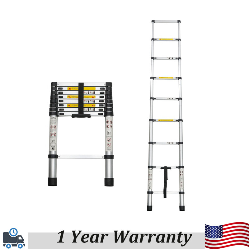 8.5FT Telescoping Ladder Aluminum Folding Telescopic Extension Ladder Portable