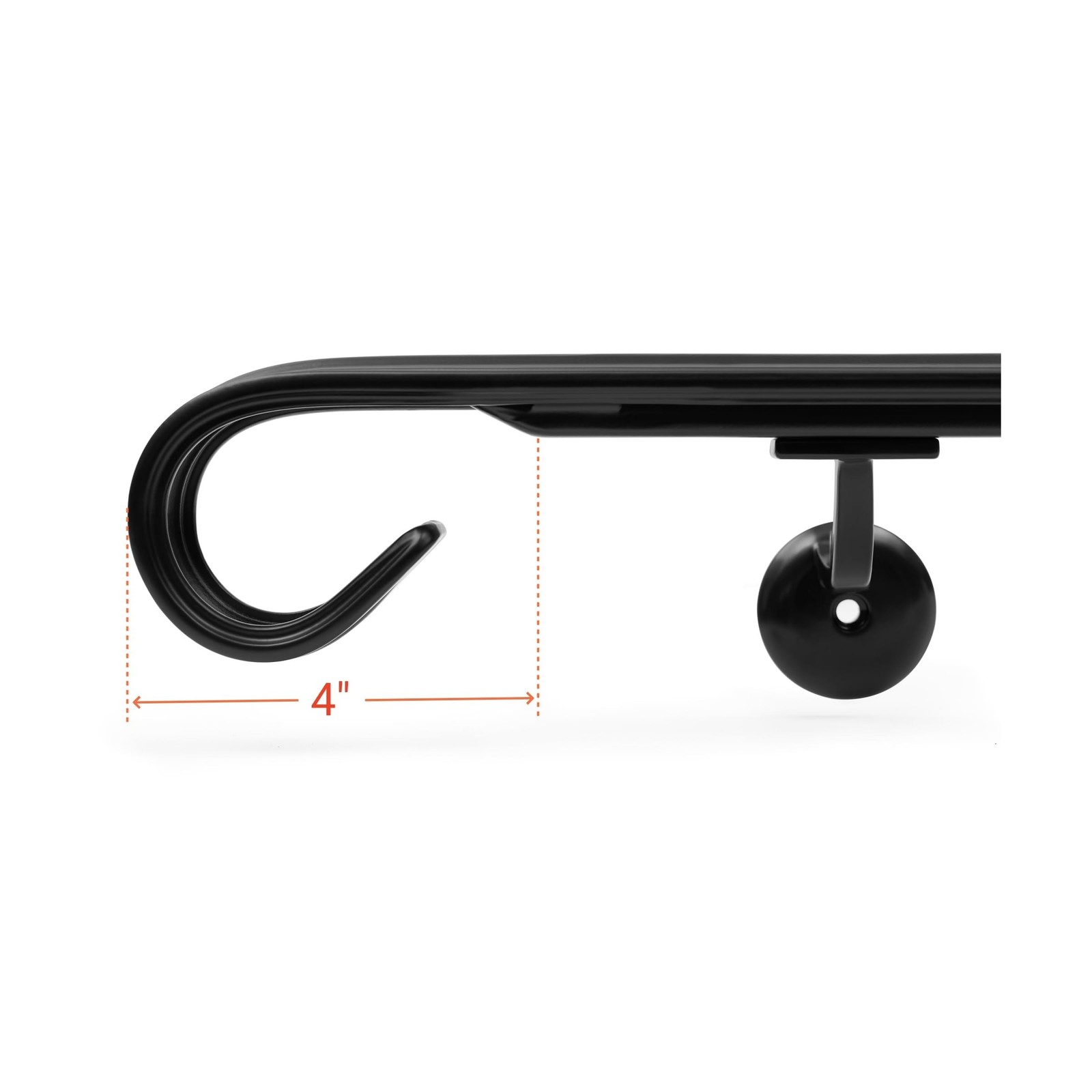 4 Ft Wrought Iron handrail Stair Rail Grab Bar Kit Matte Black Railing Stairc…