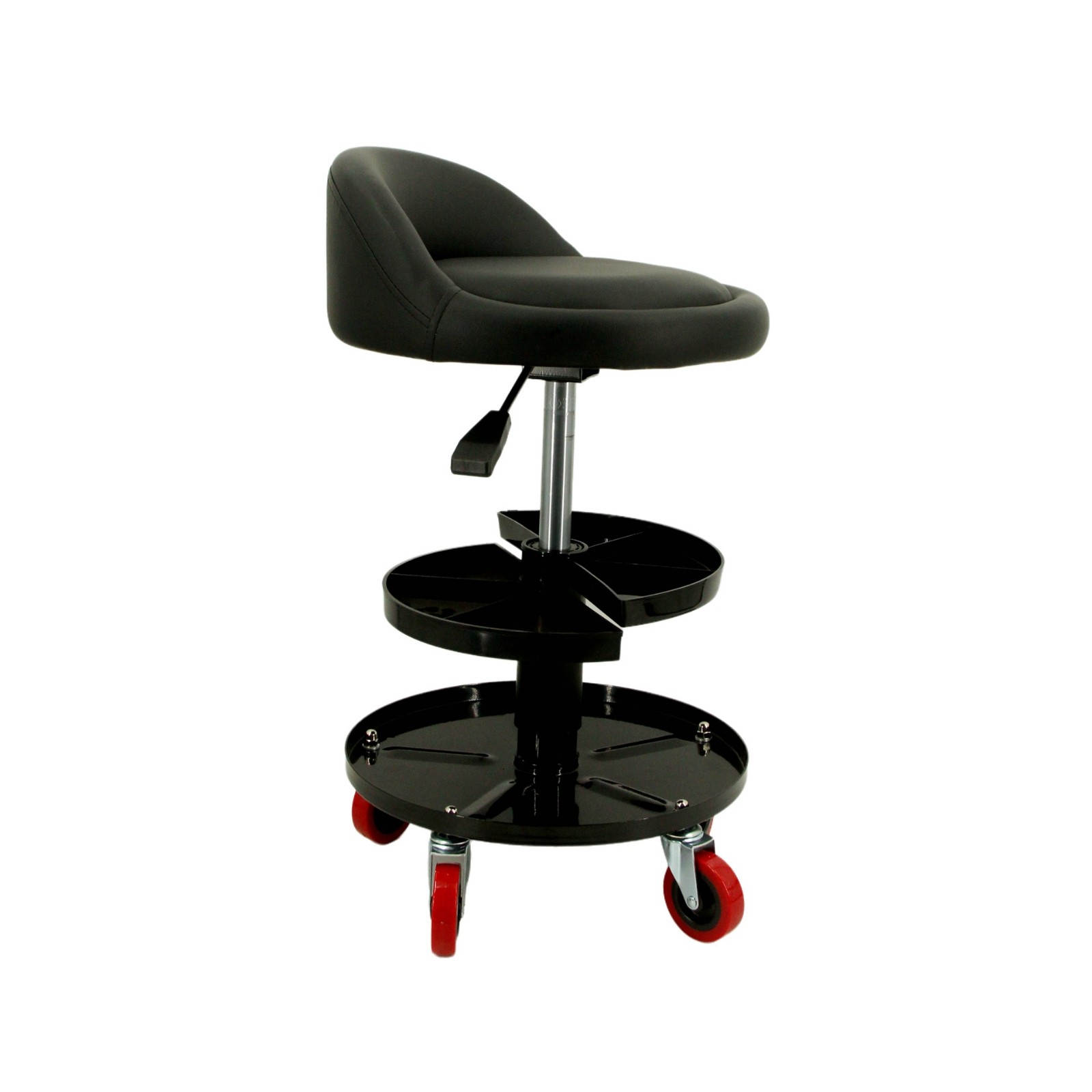 Garage Stool with Backrest Padded Creeper Seat with Tool Tray Cushioned
