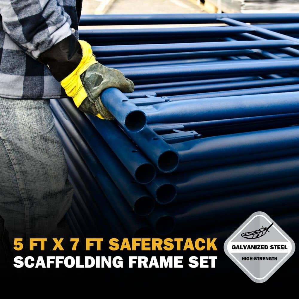 MetalTech Saferstack 1 Story Scaffold Frame Set 5x7x5ft Galvanized Braces