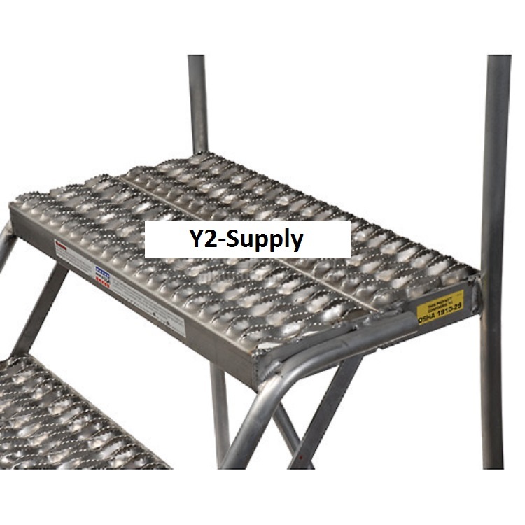 NEW! 5 Step Aluminum Rolling Ladder, 24″W Grip Step, 30″ Handrails!!