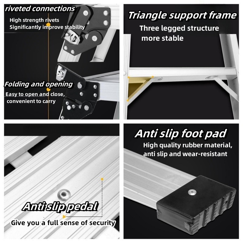 Aluminum Step Ladder Heavy Duty Foldable Aluminum Platform 330 Lbs Capacity