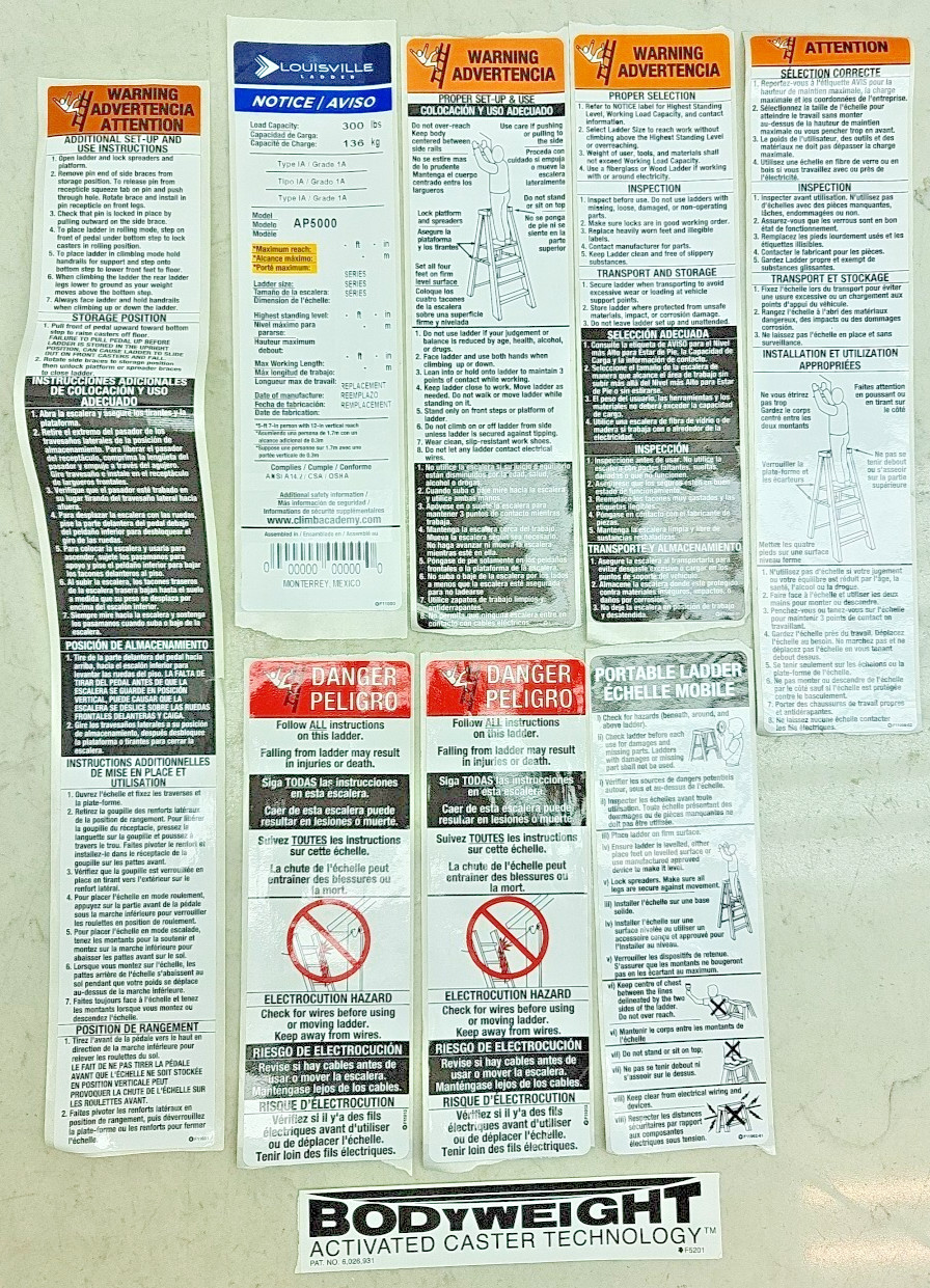 2 Pack Louisville Ladder Label Kit PK-AP5000 Lot of 2 Kits