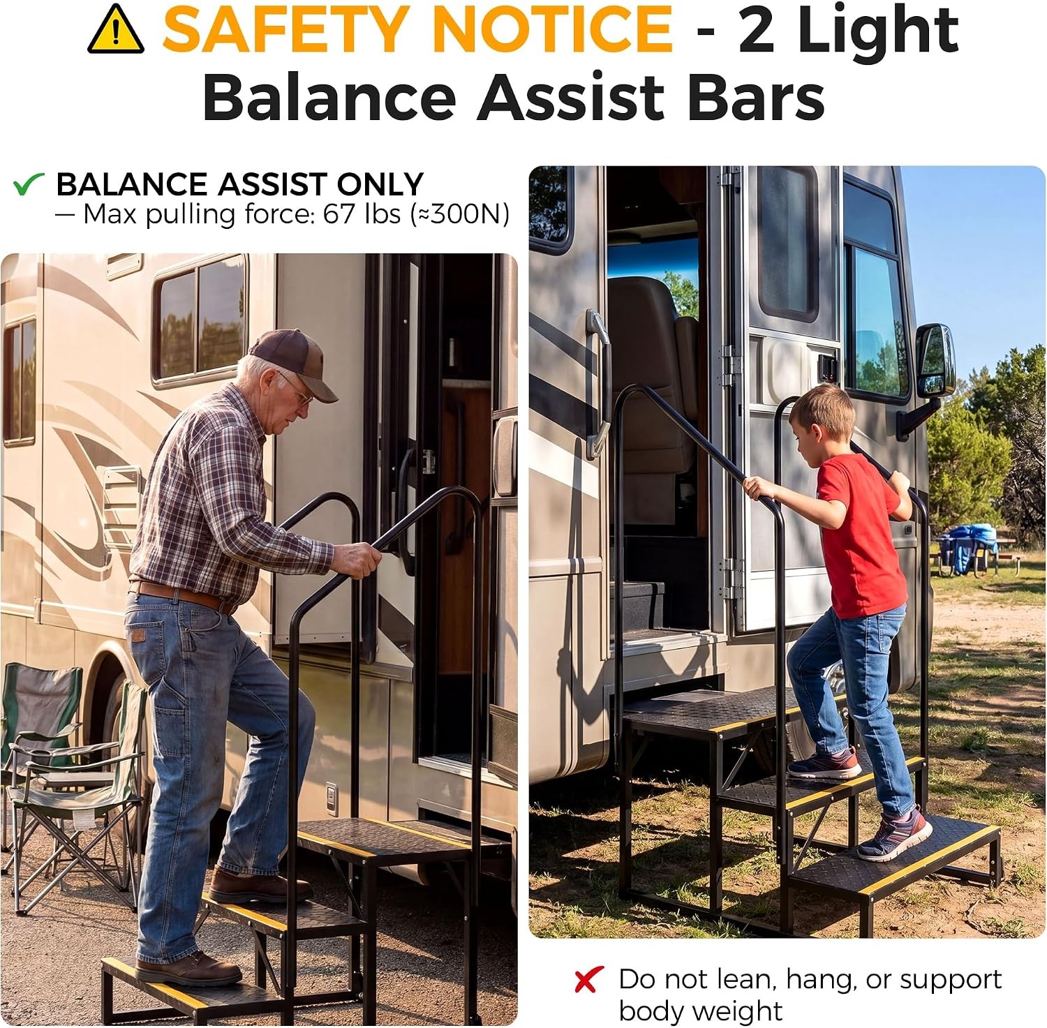 3-Step RV Steps W/ Wheels Per Step 1000LBS Capacity 304 Stainless Steel Bolts at