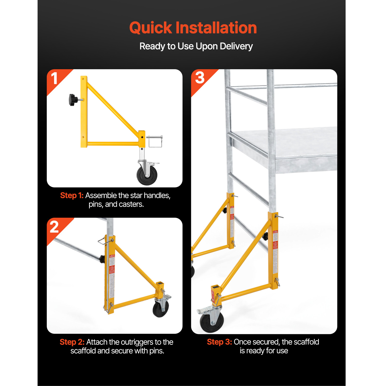 Set of Scaffolding Outriggers with Casters for Baker-Style Scaffolding 4 Pack