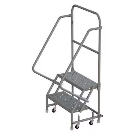TRI-ARC KDSR102246 56 in H Steel Rolling Ladder, 2 Steps, 450 lb Load Capacity