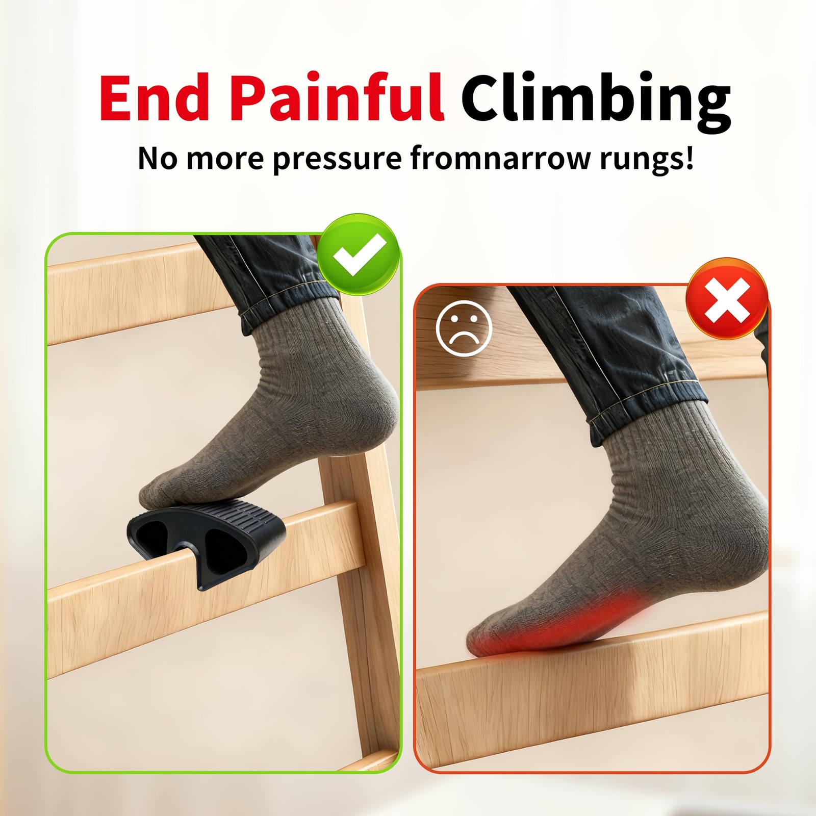 2Pcs Dorm Bed Ladder Foot Support, Non-Slip Covers for Black