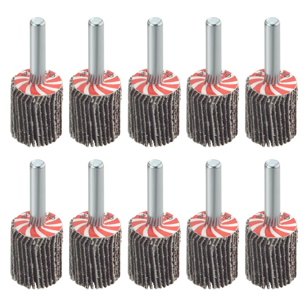 10PCS 3/4″×1″ Mounted Flap Wheels with 1/4″ Mandrel 80 Grit Flap Sanding Wheels